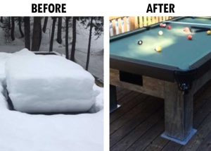 Before and After a Rustic Pool Table in the Snow | R&R Outdoors: Outdoor Pool Tables