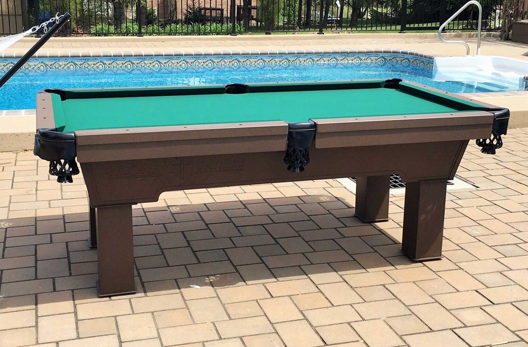 Caesar outdoor pool table in client's backyard