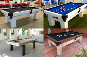 Caesar, Orion, South Beach and Caribbean model outdoor pool tables