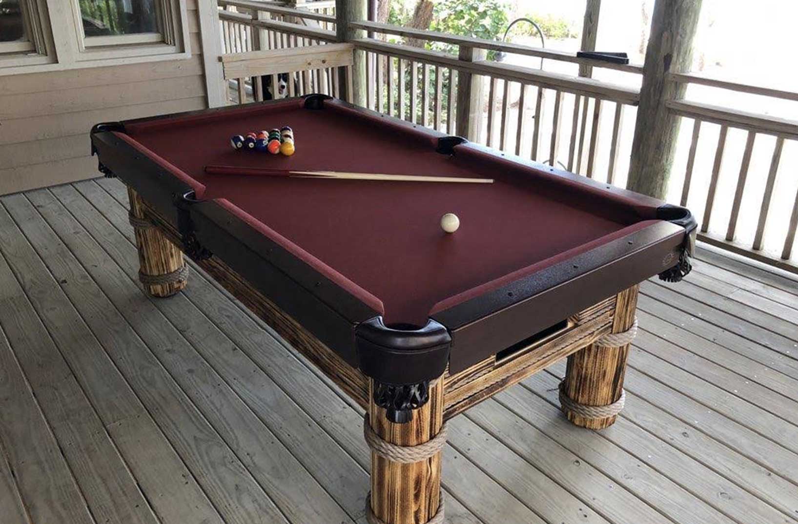 R&R Outdoors' Caribbean Outdoor Pool Table in Natural Finish - All Weather Billiards and Games