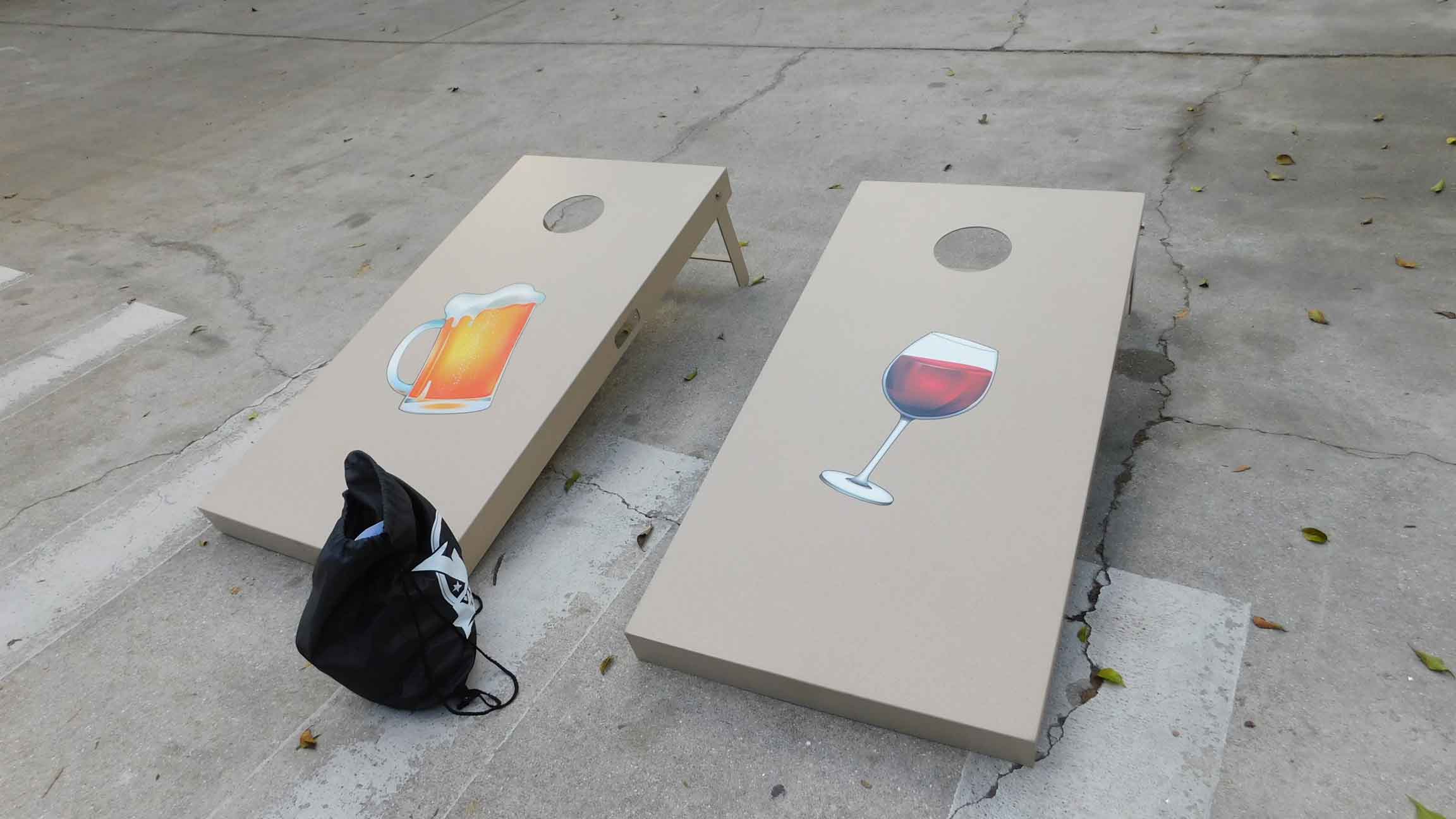 Custom beer and wine cornhole set from R&R Outdoors All Weather Billiards