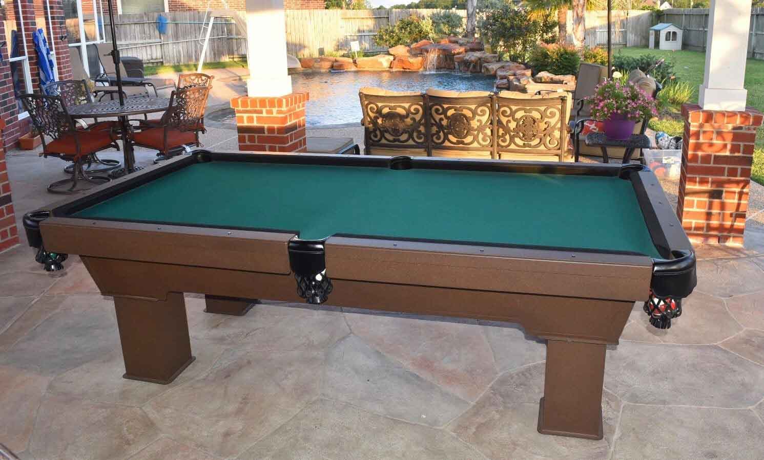 Caesar outdoor pool table in client's backyard