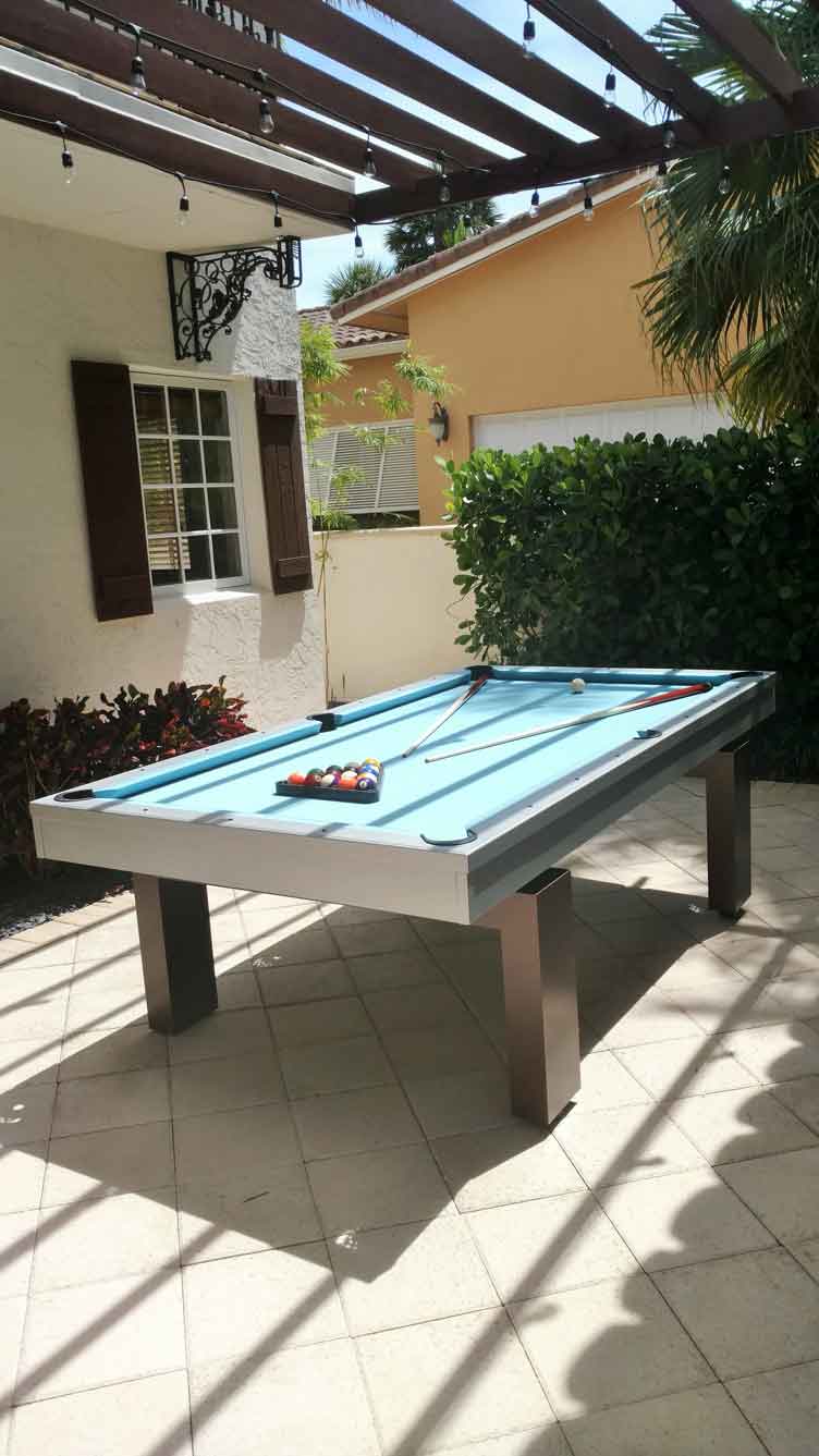 South Beach custom outdoor pool table by R&R Outdoors All Weather Billiard