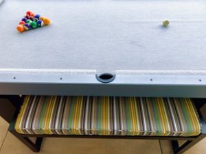 Pool Table with Custom Bench | R & R Outdoors - Outdoor Pool Tables