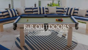 R&R Outdoors Logo on Oasis custom outdoor pool table