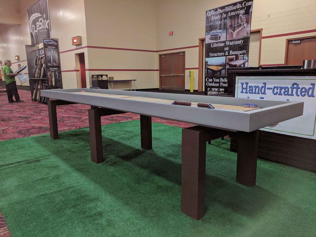 R&R Outdoors Rock Solid Shuffleboard table showcased at the Billiards Congress of America Show 2017