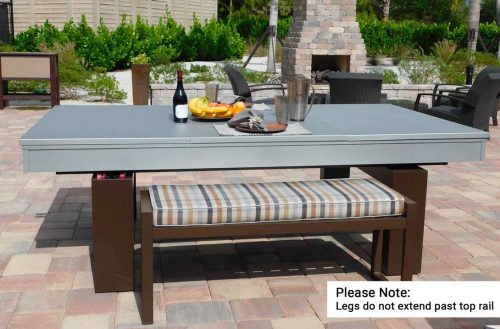 All weather, outdoor seating bench for custom pool and game tables by R&R Outdoors All Weather Billiards